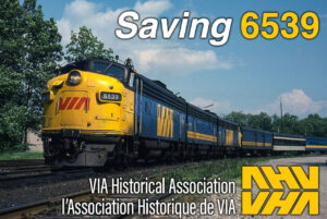 Train with text Saving 6539 VIA Historical Association