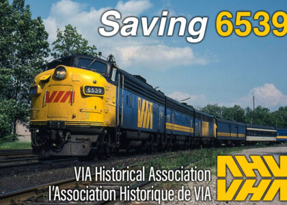 Train with text Saving 6539 VIA Historical Association